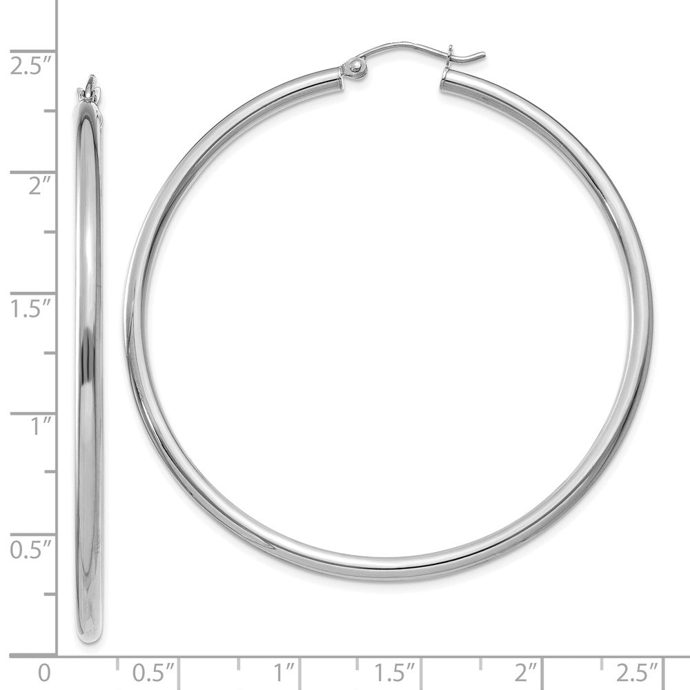 10k White Gold 55.06 mm Lightweight Tube Hoop Earrings (3.38 grams)