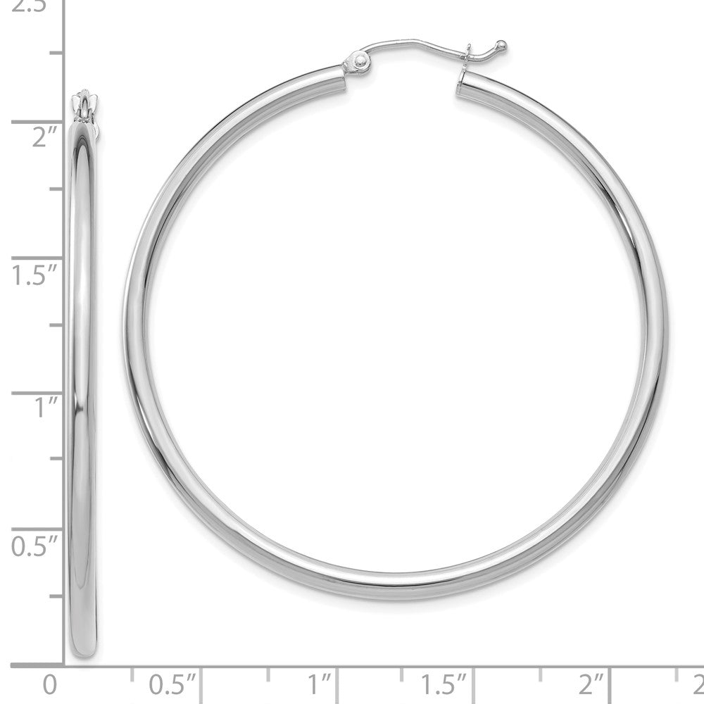 10k White Gold 50.76 mm Lightweight Tube Hoop Earrings (2.9 grams)