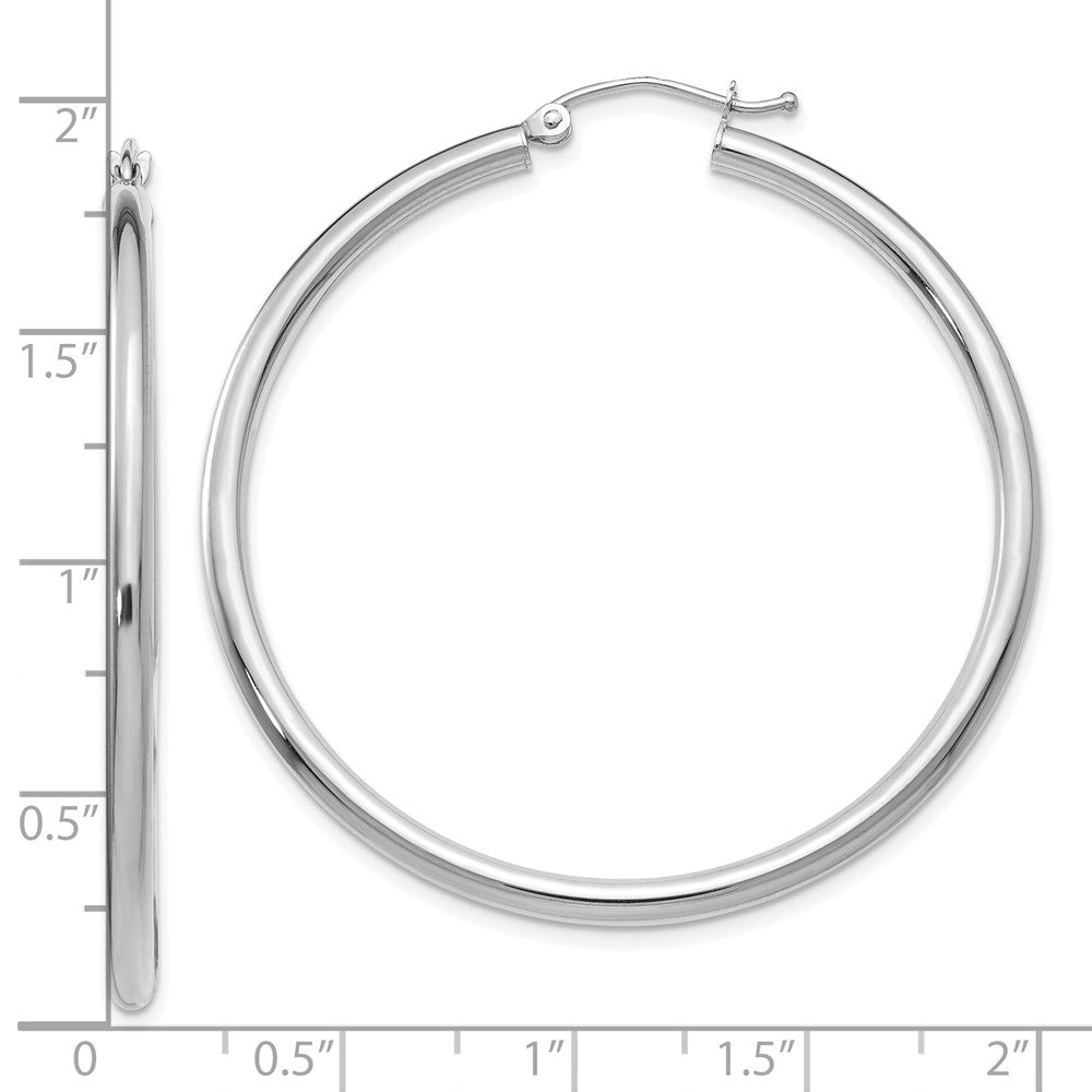 10k White Gold 45.77 mm Lightweight Tube Hoop Earrings (2.58 grams)