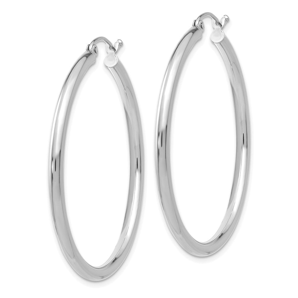 10k White Gold 40.52 mm Tube Hoop Earrings (2.76 grams)