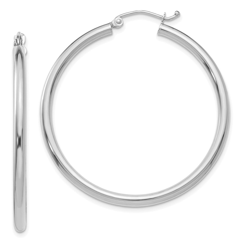 10k White Gold 40.52 mm Tube Hoop Earrings (2.76 grams)