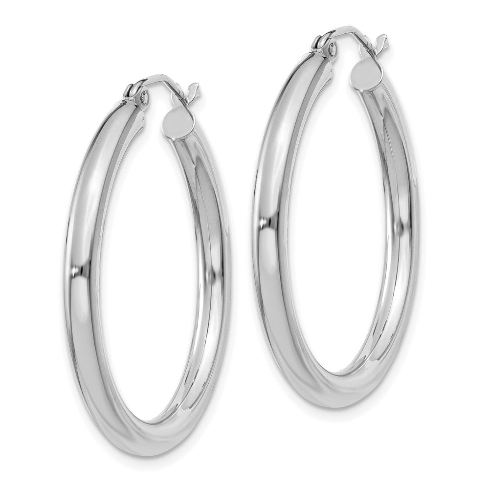 10k White Gold 29.64 mm Tube Hoop Earrings (2.3 grams)