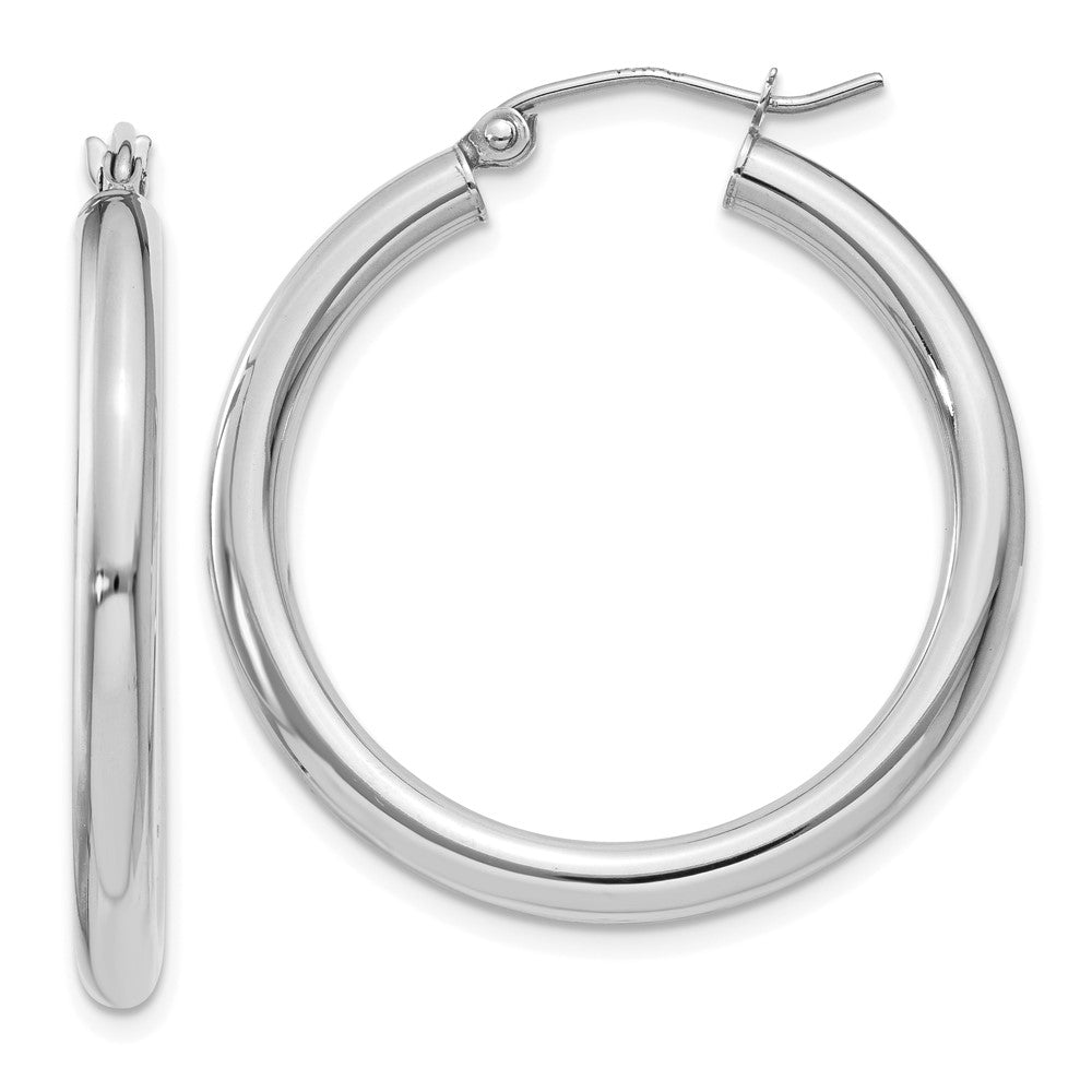 10k White Gold 29.64 mm Tube Hoop Earrings (2.3 grams)