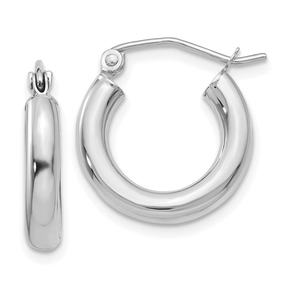 10k White Gold 15.91 mm Tube Hoop Earrings (1.1 grams)