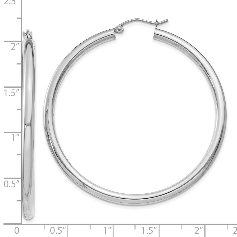 10k White Gold 3 mm Lightweight Tube Hoop Earrings (3.32 grams)