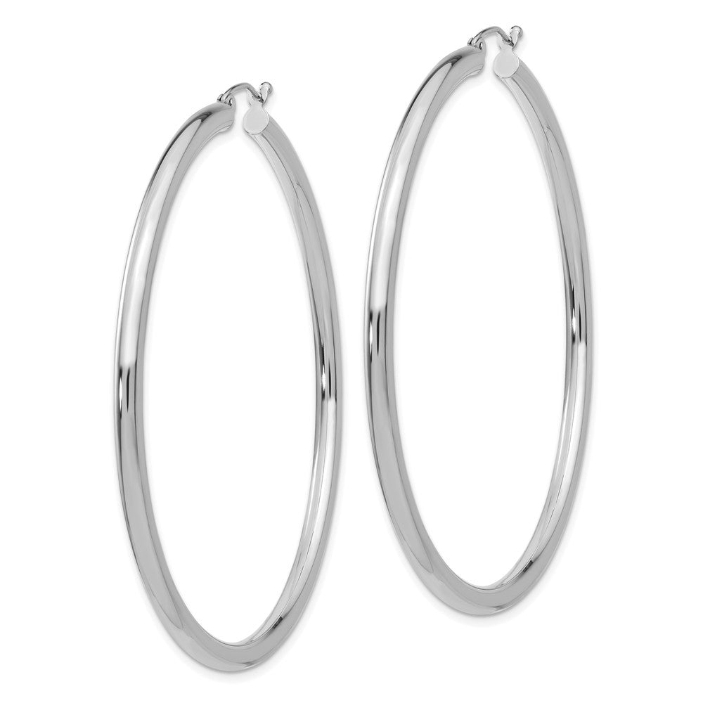 10k White Gold 3 mm Lightweight Tube Hoop Earrings (4.02 grams)