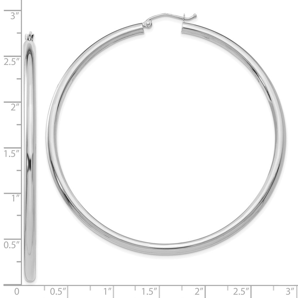 10k White Gold 66.32 mm Tube Hoop Earrings (5.34 grams)