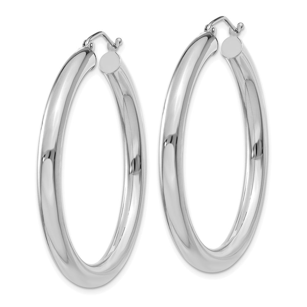 10k White Gold 4 mm Lightweight Tube Hoop Earrings (3.06 grams)