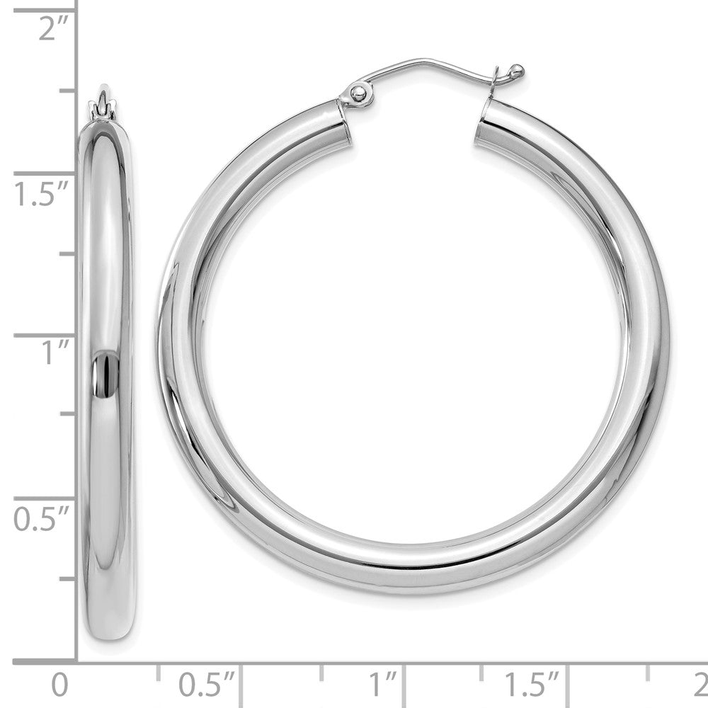 10k White Gold 4 mm Lightweight Tube Hoop Earrings (3.06 grams)