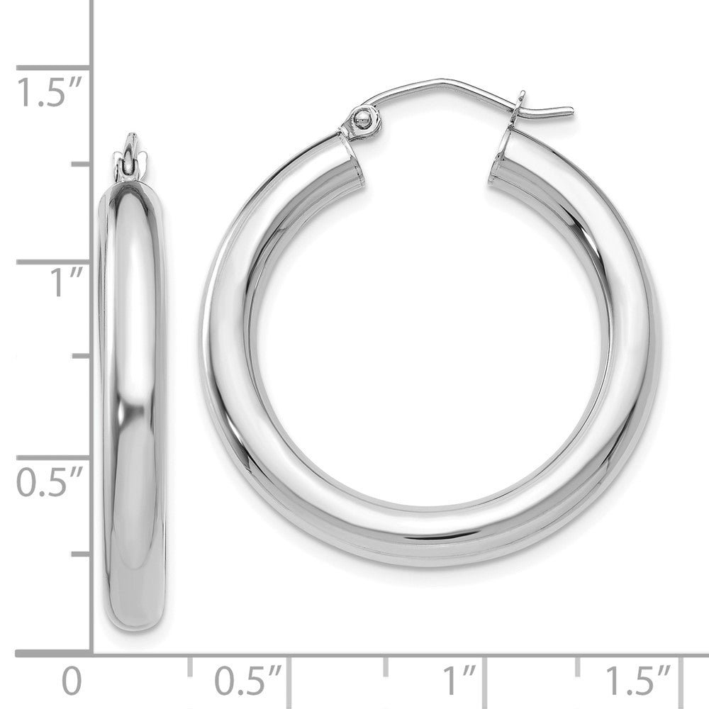 10k White Gold 4 mm Lightweight Tube Hoop Earrings (2.23 grams)