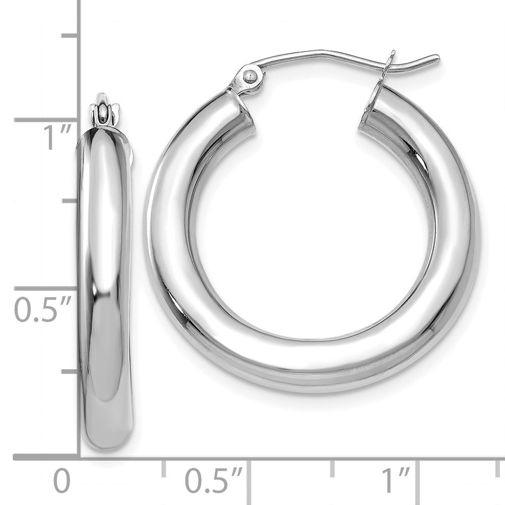 10k White Gold 25.27 mm Tube Hoop Earrings (2.15 grams)