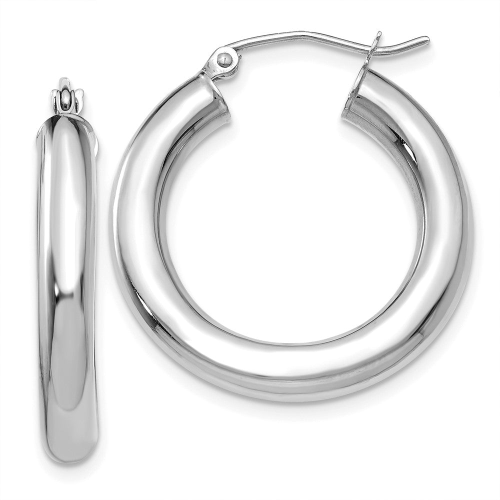 10k White Gold 25.27 mm Tube Hoop Earrings (2.15 grams)