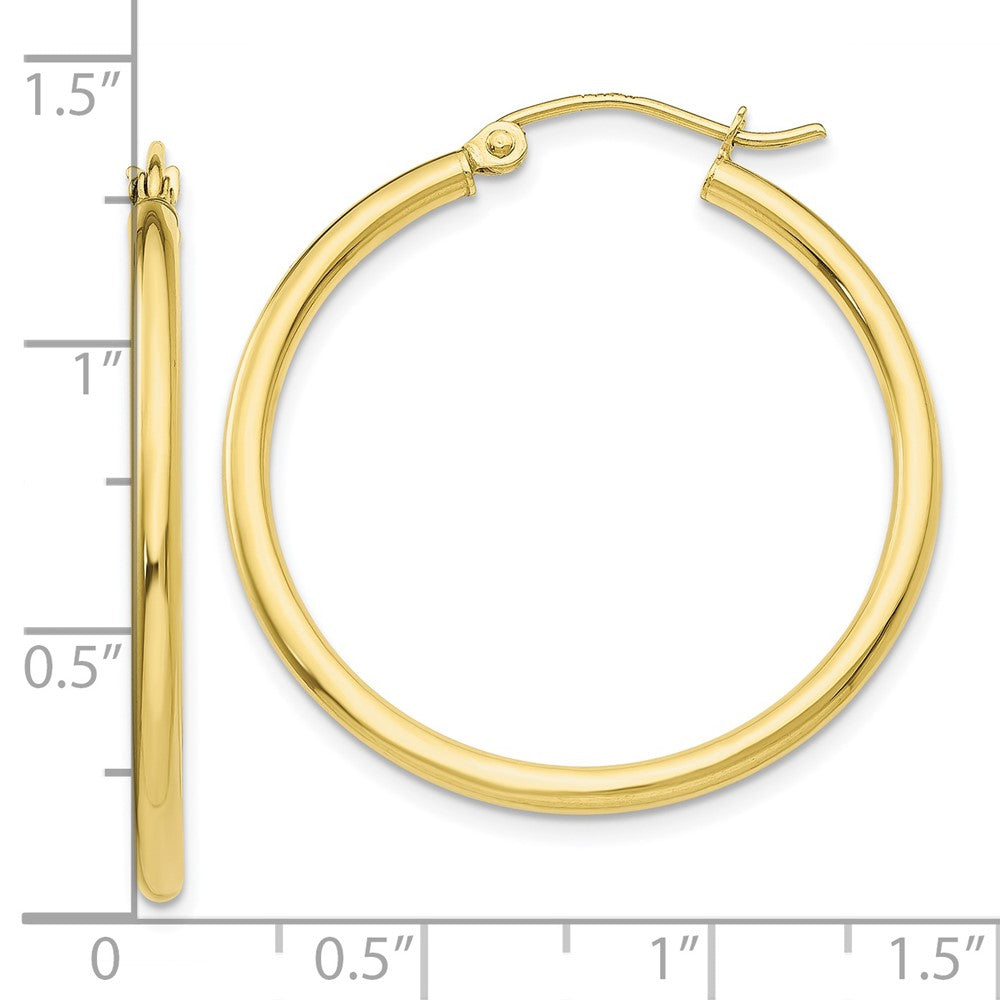 10k Yellow Gold 31.71 mm Tube Hoop Earrings (1.74 grams)