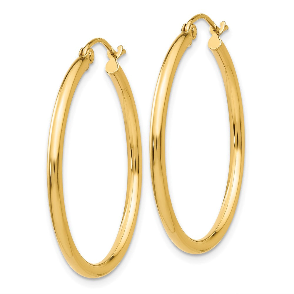 10k Yellow Gold 31.71 mm Lightweight Tube Hoop Earrings