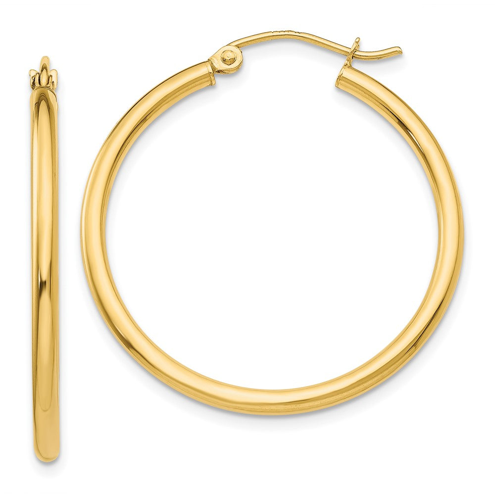 10k Yellow Gold 31.71 mm Lightweight Tube Hoop Earrings