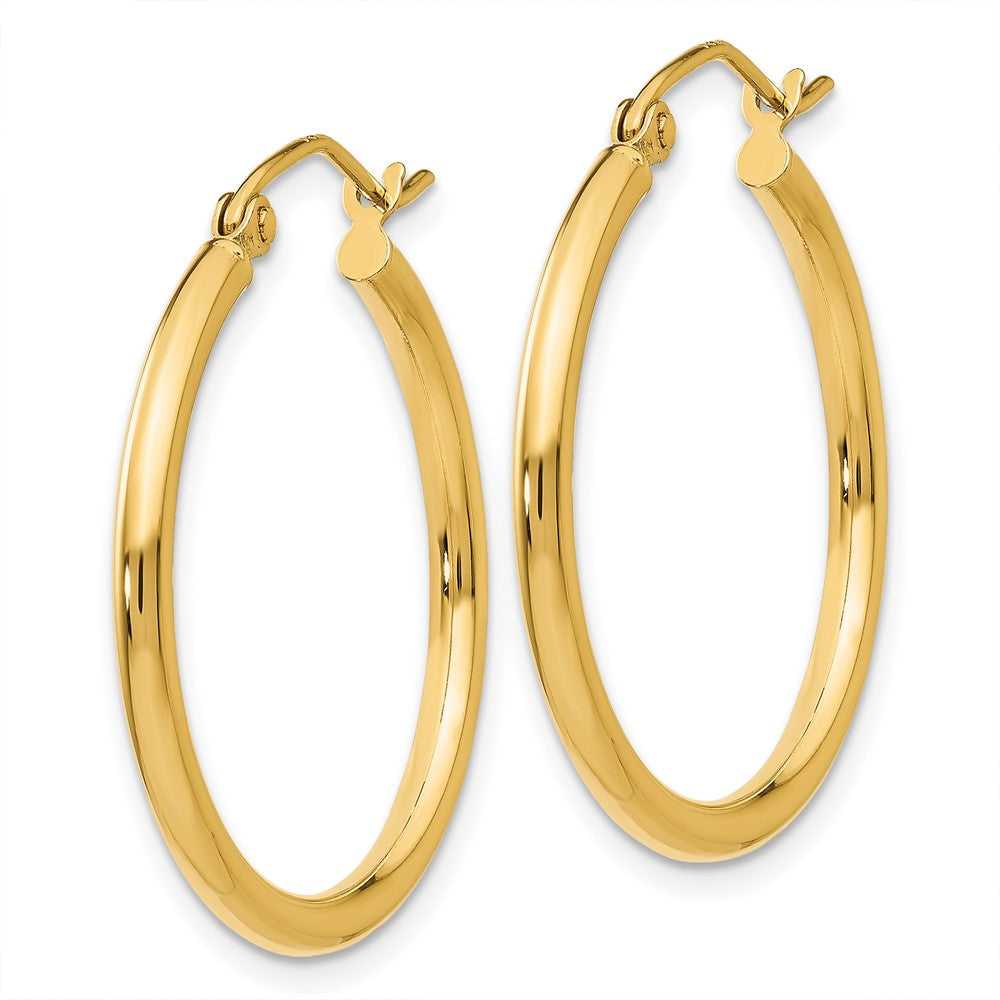 10k Yellow Gold 26.12 mm Tube Hoop Earrings