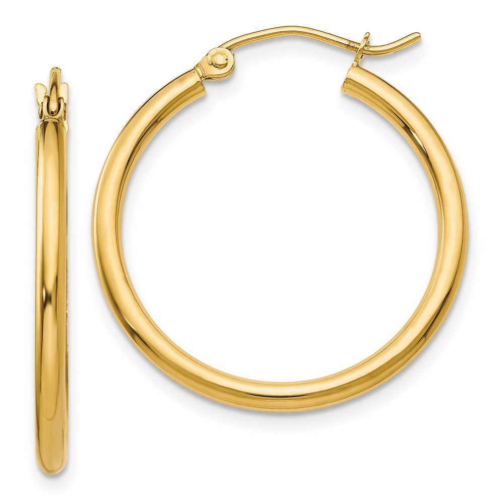 10k Yellow Gold 26.12 mm Tube Hoop Earrings