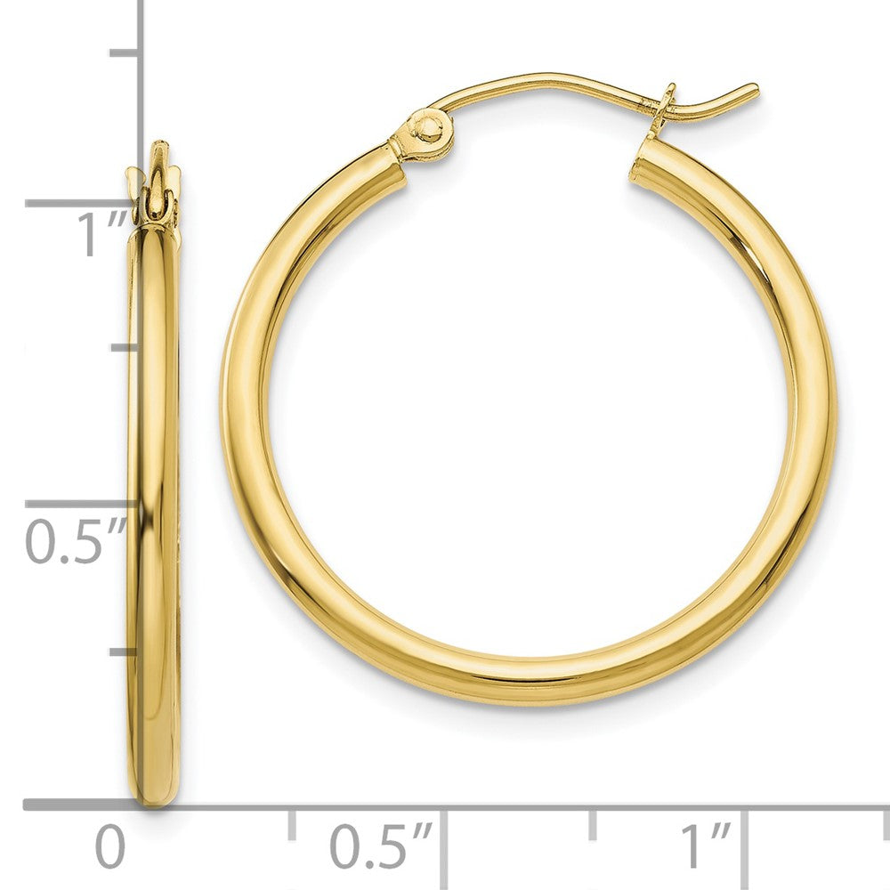 10k Yellow Gold 26.12 mm Lightweight Tube Hoop Earrings (1.32 grams)