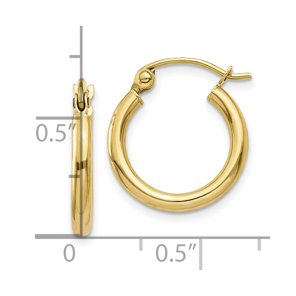 10k Yellow Gold 15.03 mm Tube Hoop Earrings (0.82 grams)