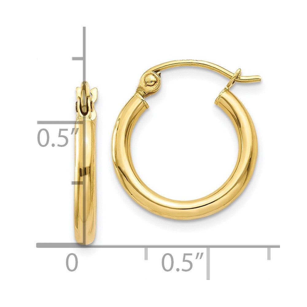 10k Yellow Gold 15.03 mm Lightweight Tube Hoop Earrings (0.77 grams)