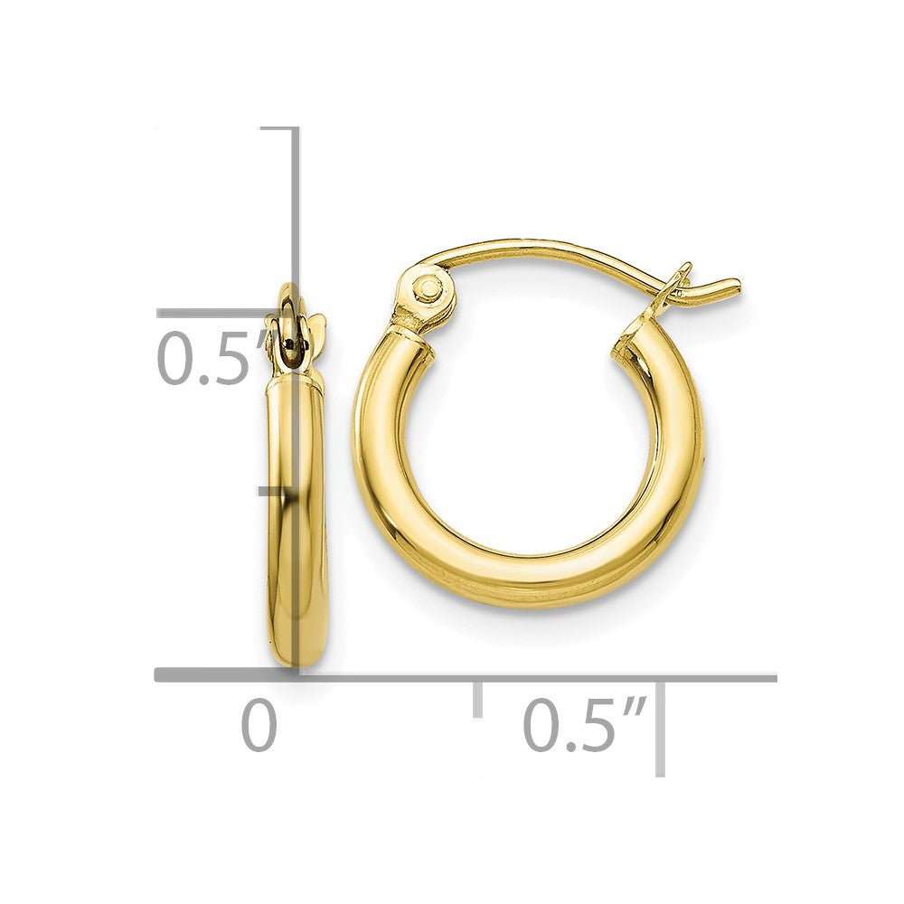 10k Yellow Gold 12.25 mm Tube Hoop Earrings (0.71 grams)