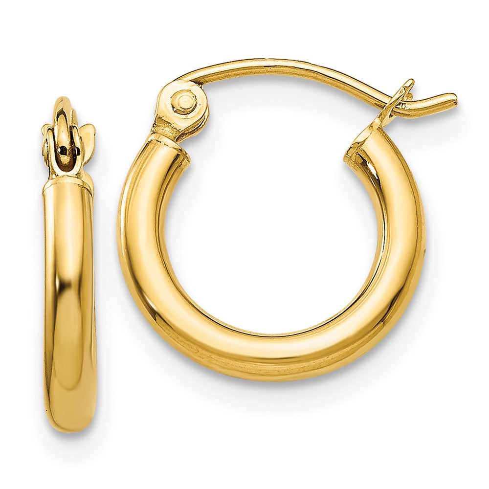 10k Yellow Gold 12.25 mm Lightweight Tube Hoop Earrings
