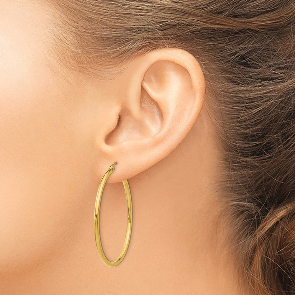 10k Yellow Gold 39.9 mm Lightweight Tube Hoop Earrings (2.04 grams)