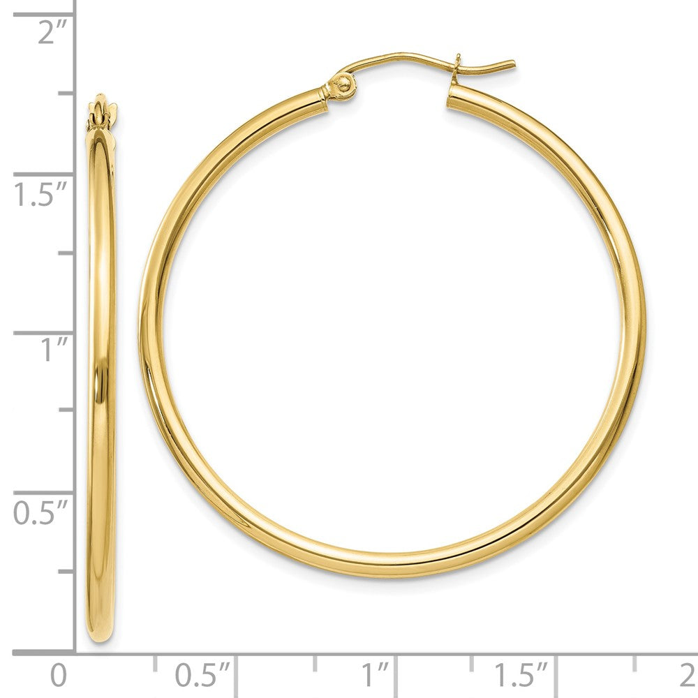 10k Yellow Gold 39.9 mm Lightweight Tube Hoop Earrings (2.04 grams)