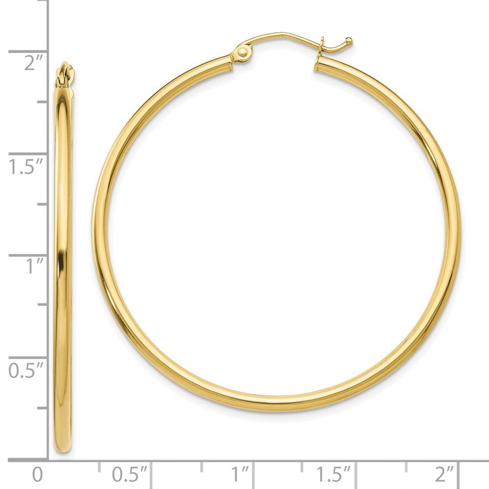 10k Yellow Gold 45.44 mm Lightweight Tube Hoop Earrings (2.14 grams)