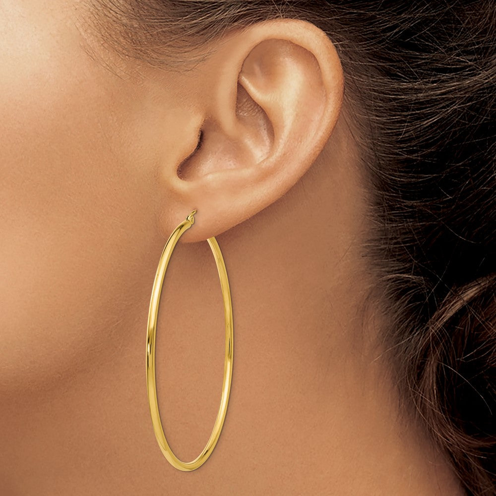10k Yellow Gold 60.49 mm Tube Hoop Earrings