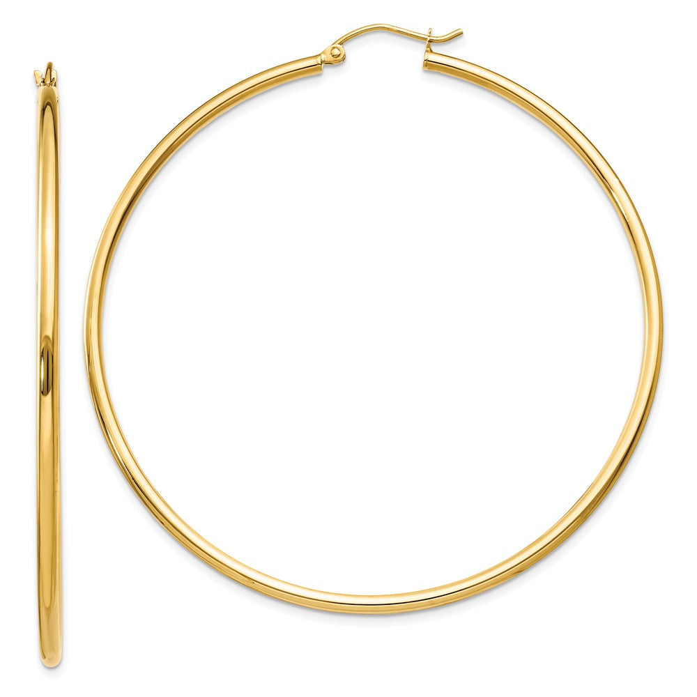 10k Yellow Gold 60.49 mm Lightweight Tube Hoop Earrings