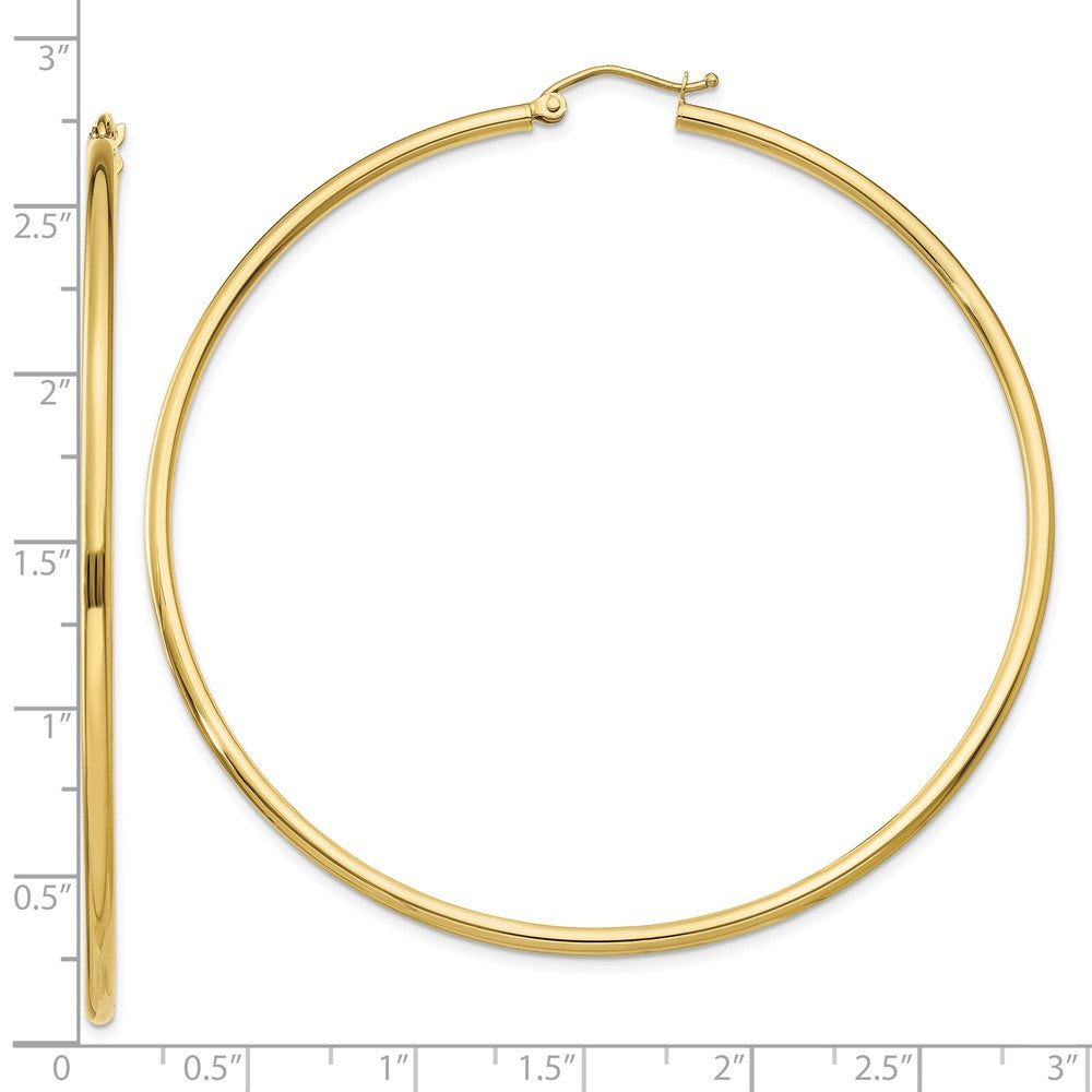 10k Yellow Gold 68.46 mm Lightweight Tube Hoop Earrings