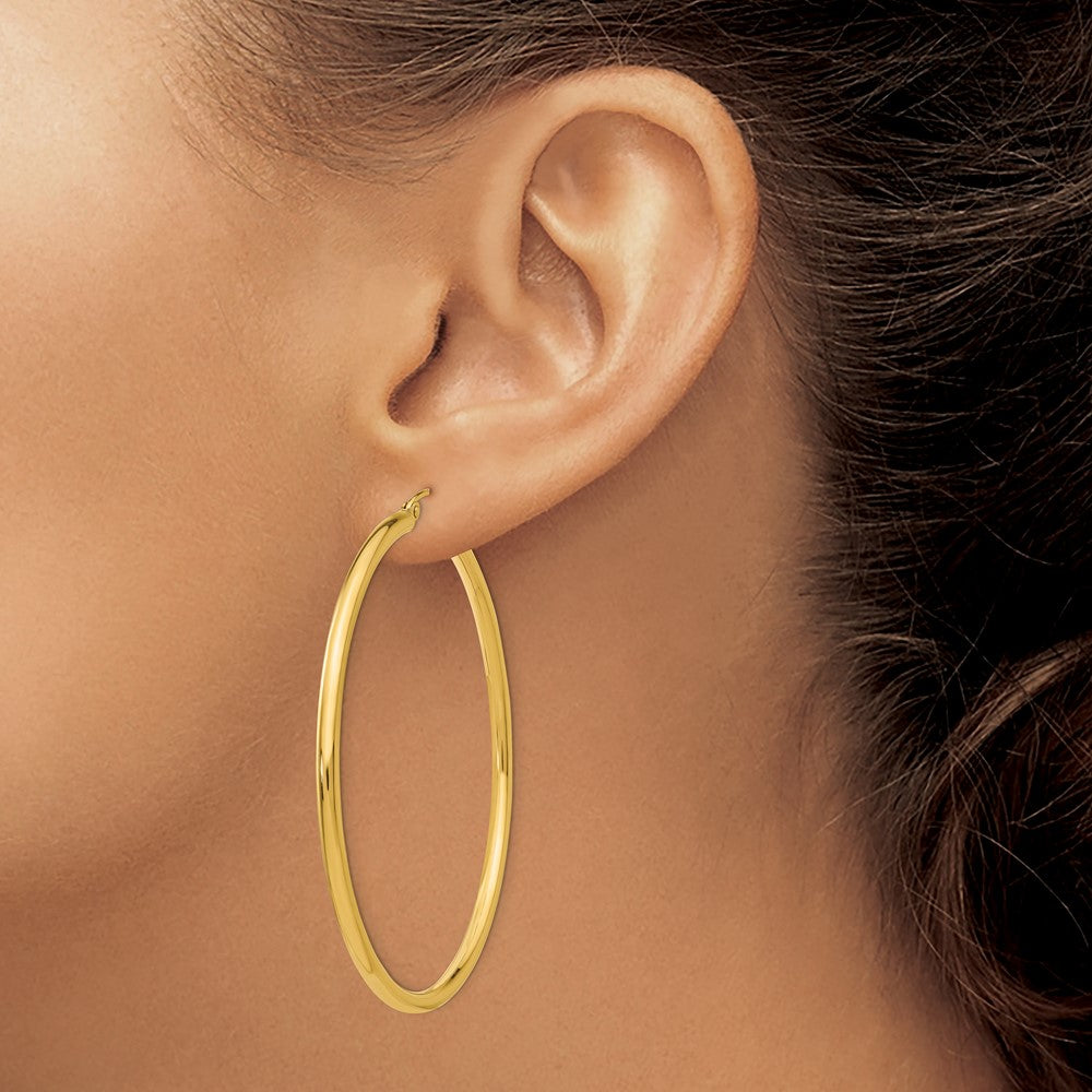 10k Yellow Gold 55.45 mm Tube Hoop Earrings