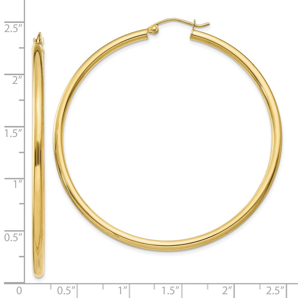 10k Yellow Gold 55.45 mm Lightweight Tube Hoop Earrings