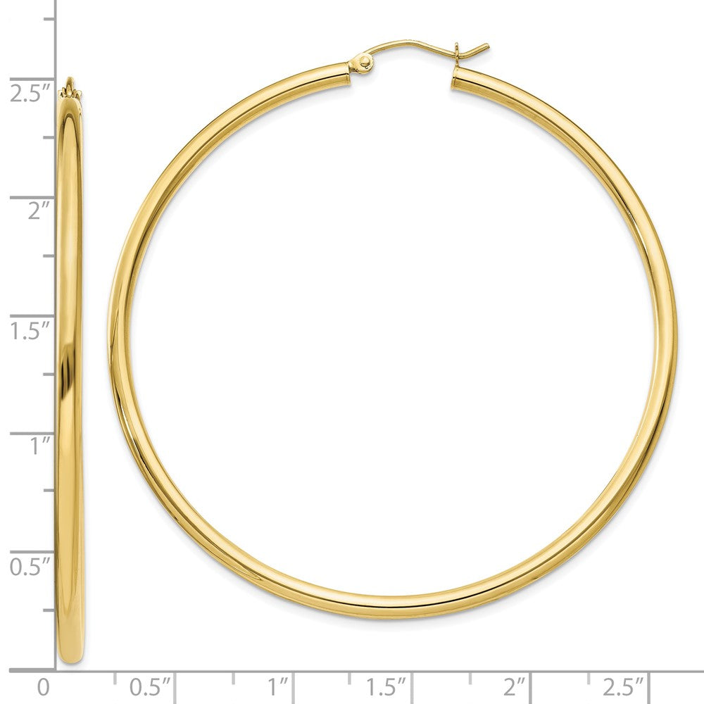 10k Yellow Gold 60.96 mm Lightweight Tube Hoop Earrings (3.92 grams)