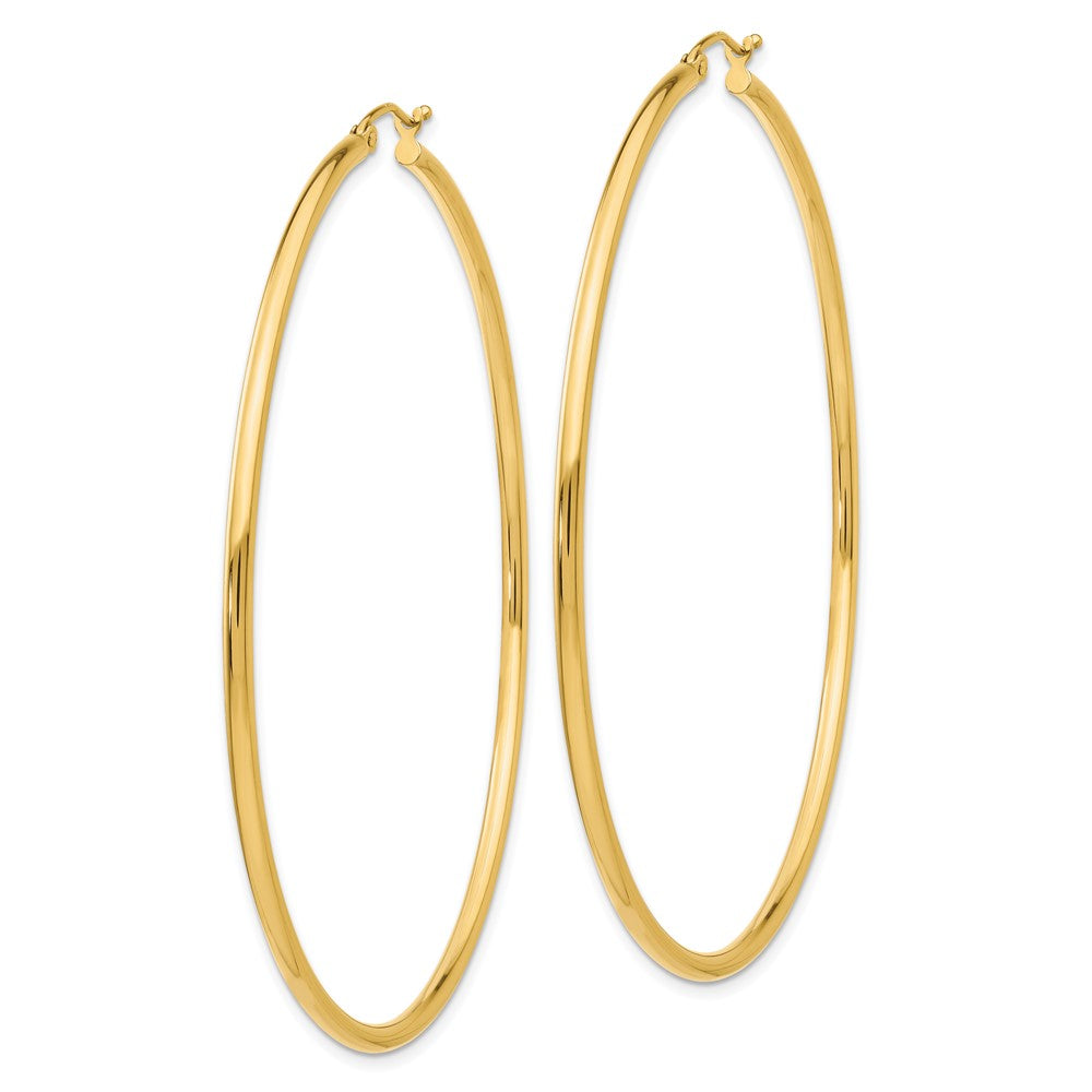 10k Yellow Gold 66.51 mm Tube Hoop Earrings