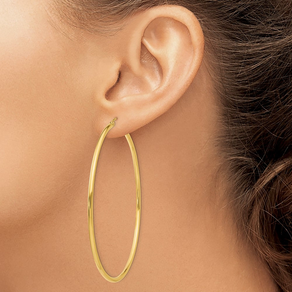 10k Yellow Gold 66.51 mm Tube Hoop Earrings (4.23 grams)