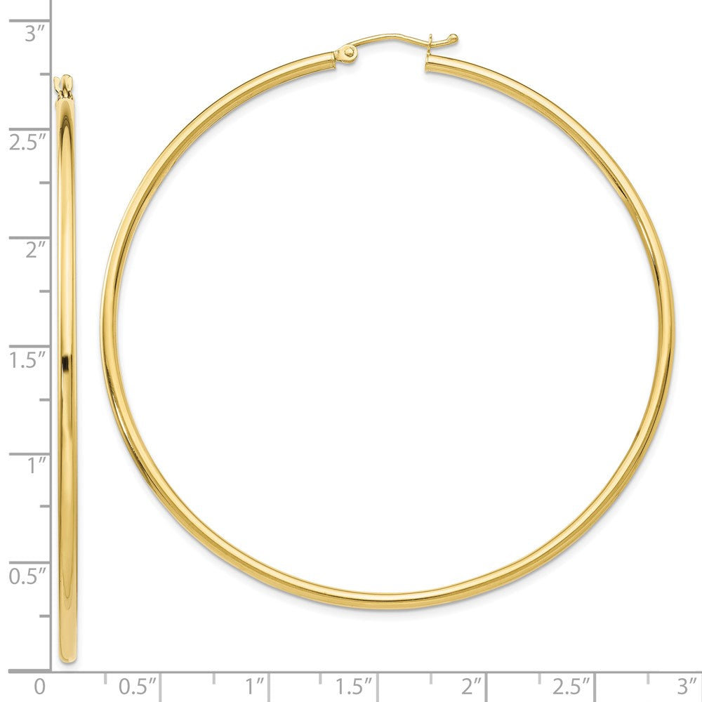 10k Yellow Gold 66.51 mm Lightweight Tube Hoop Earrings