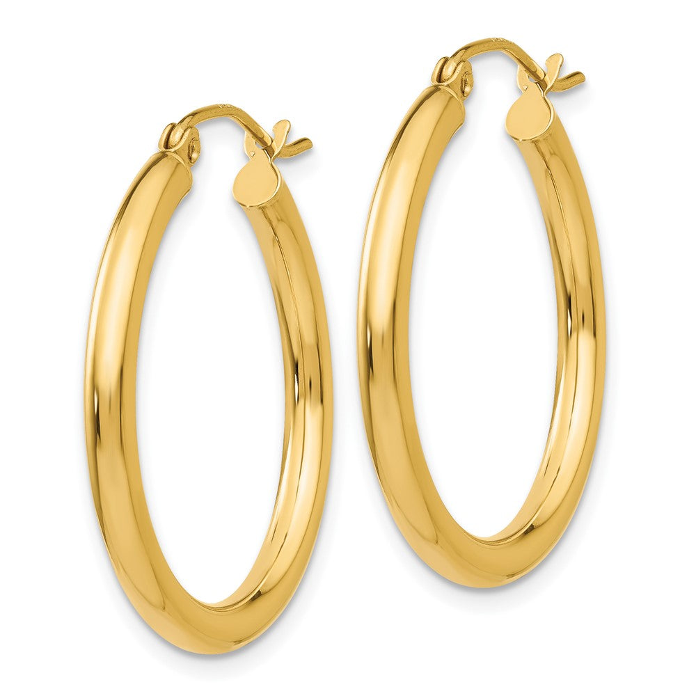 10k Yellow Gold 25.52 mm Lightweight Tube Hoop Earrings