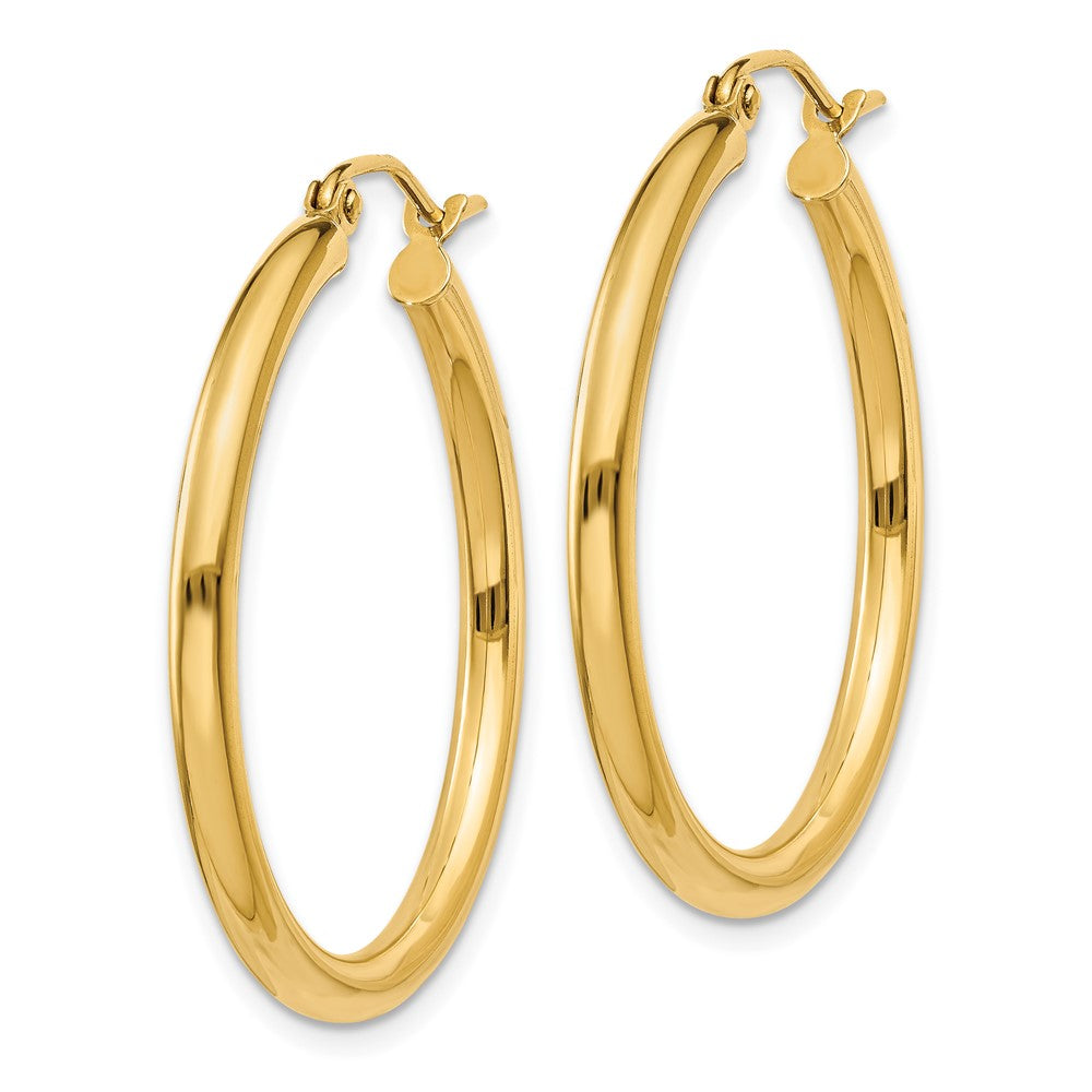 10k Yellow Gold 30.12 mm Lightweight Tube Hoop Earrings