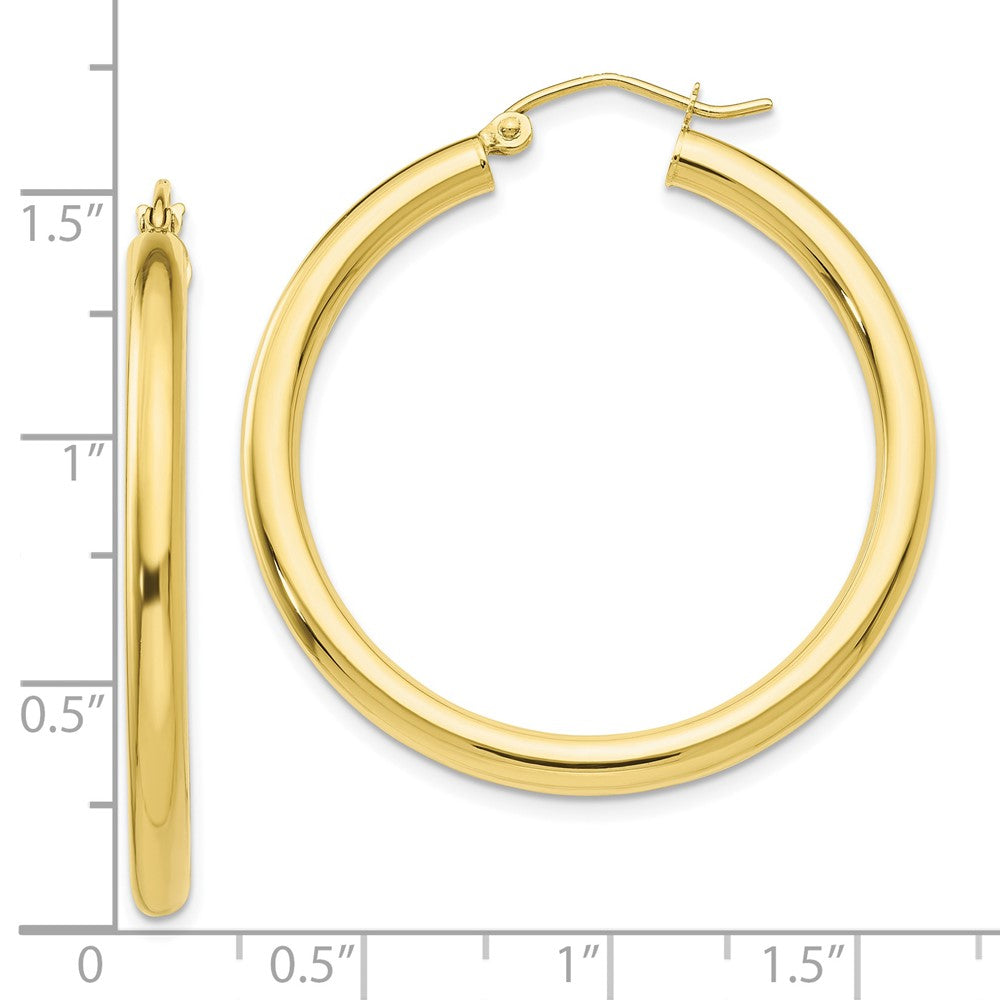 10k Yellow Gold 35.48 mm Tube Hoop Earrings