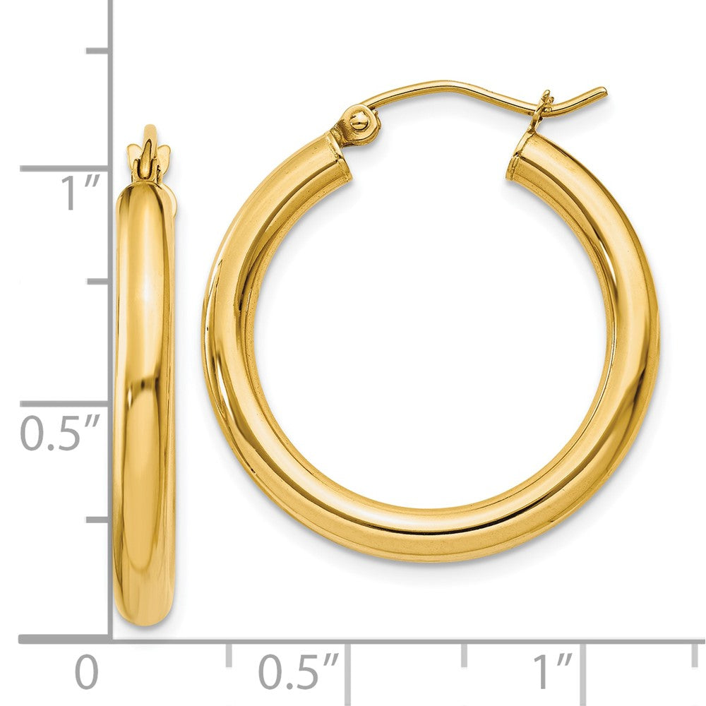 10k Yellow Gold 3 mm Lightweight Tube Hoop Earrings (1.53 grams)