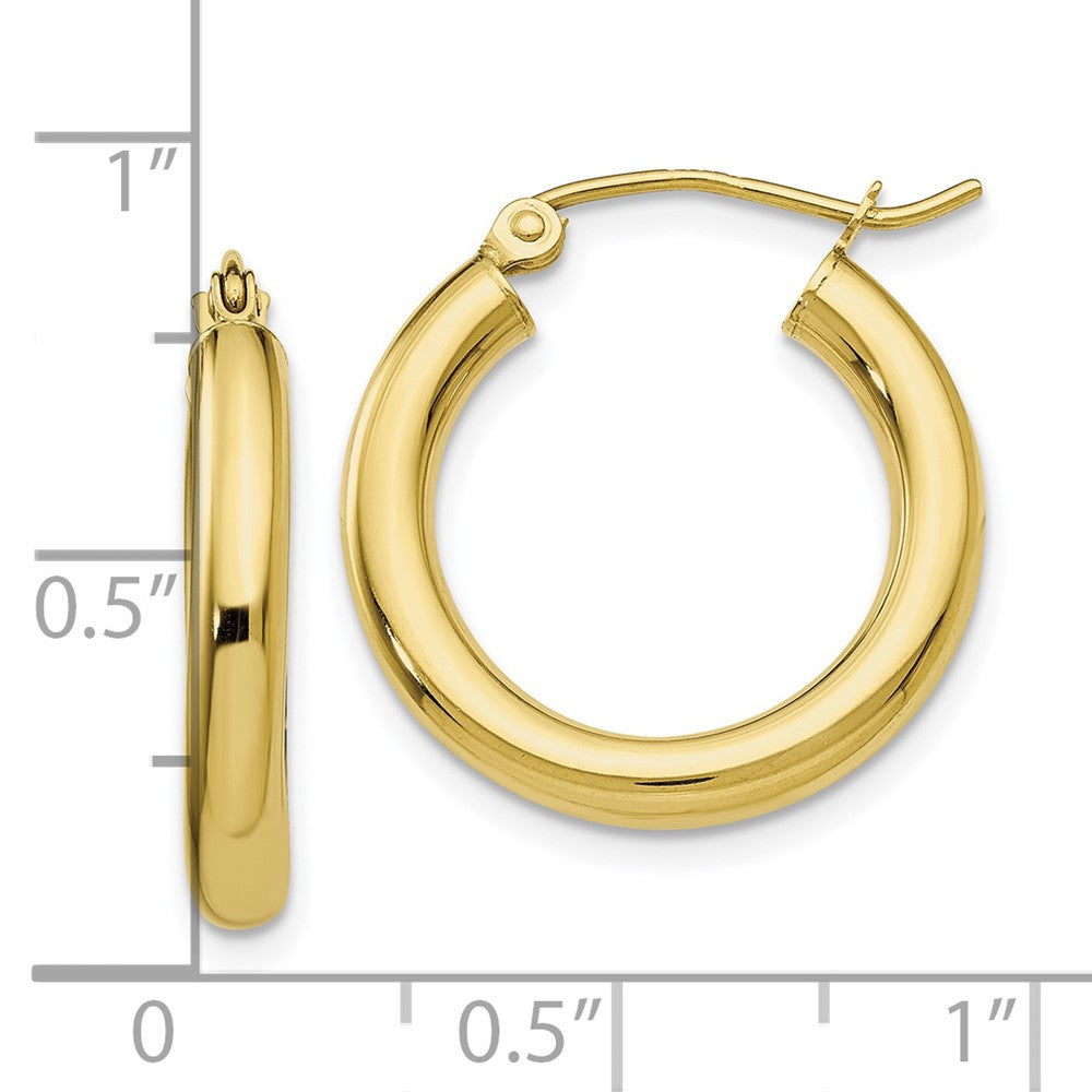 10k Yellow Gold 19.33 mm Tube Hoop Earrings