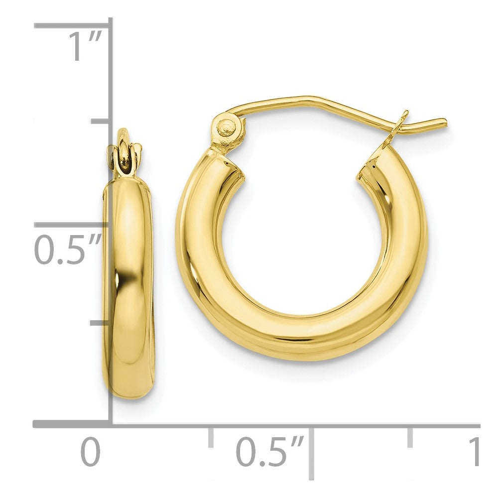 10k Yellow Gold 15.91 mm Tube Hoop Earrings