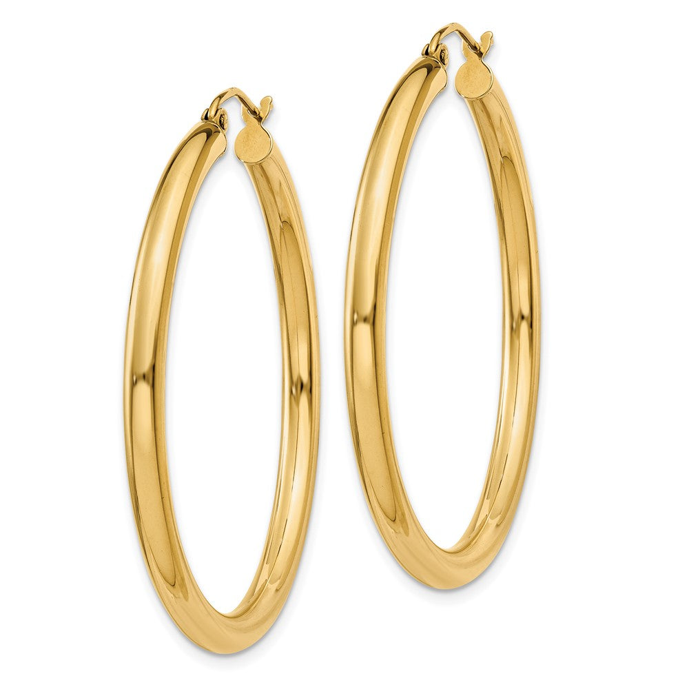 10k Yellow Gold 3 mm Lightweight Tube Hoop Earrings (2.62 grams)