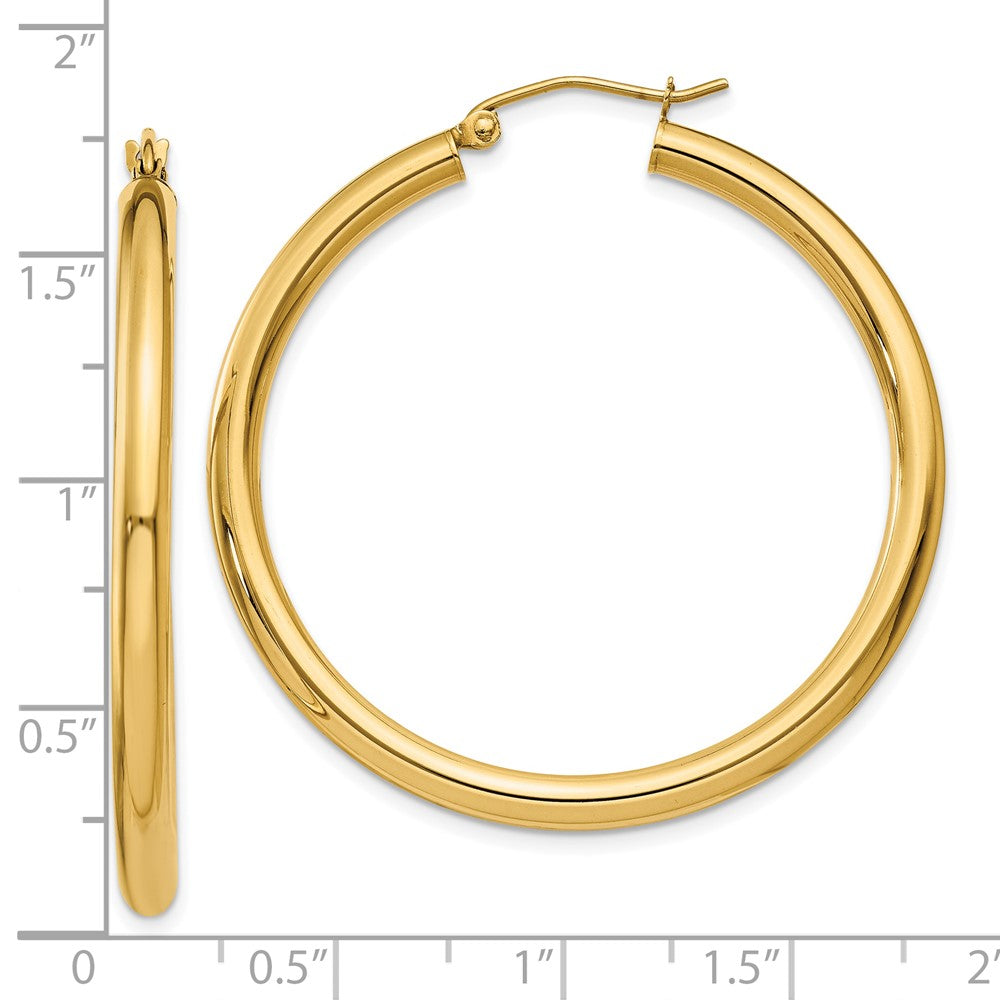 10k Yellow Gold 3 mm Lightweight Tube Hoop Earrings (2.62 grams)