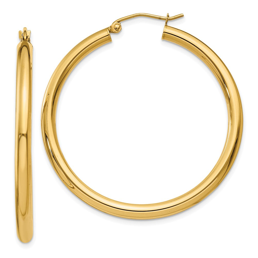 10k Yellow Gold 3 mm Lightweight Tube Hoop Earrings (2.62 grams)