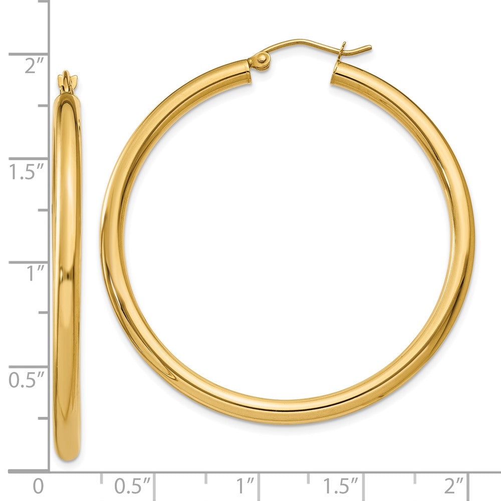 10k Yellow Gold 3 mm Lightweight Tube Hoop Earrings