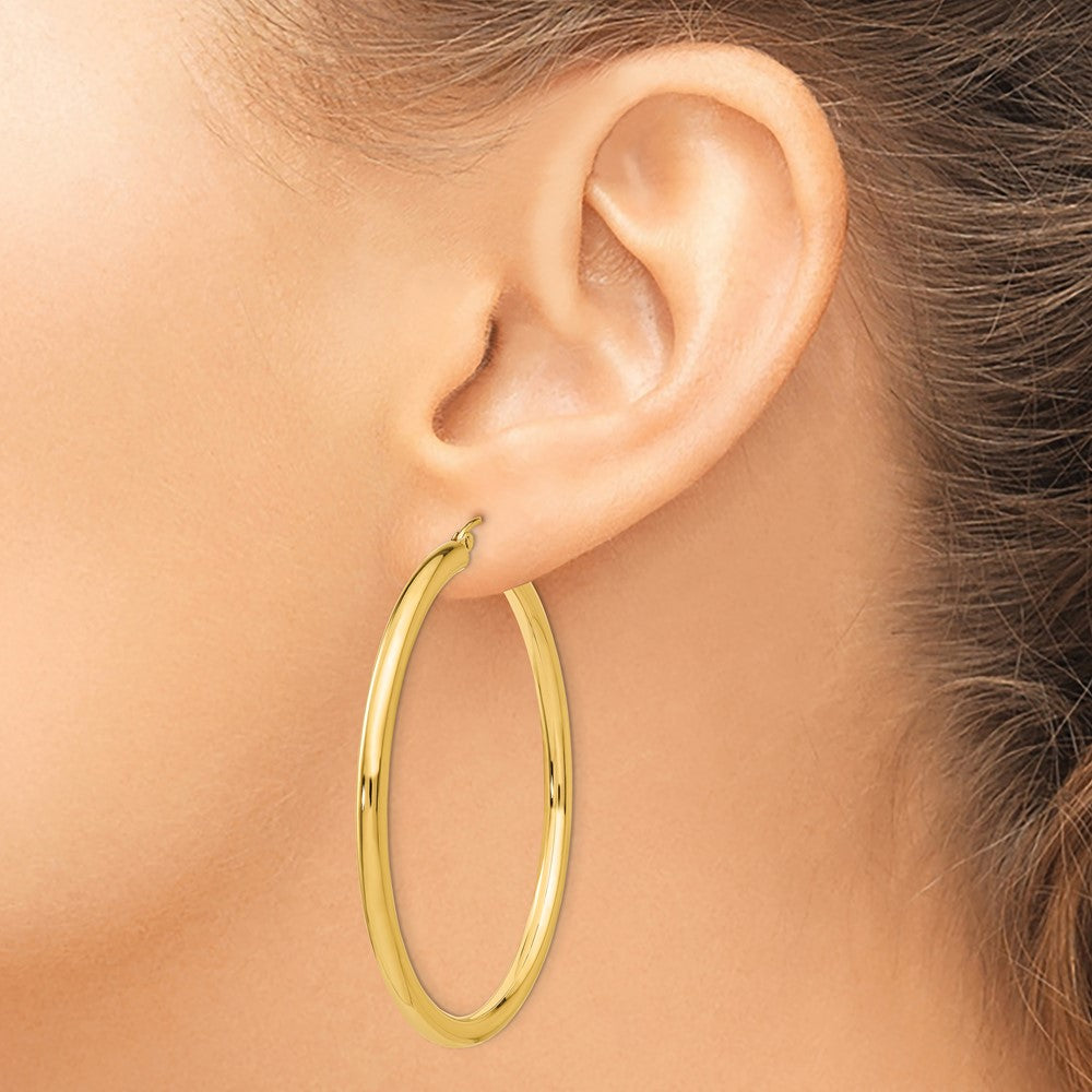 10k Yellow Gold 50.86 mm Tube Hoop Earrings