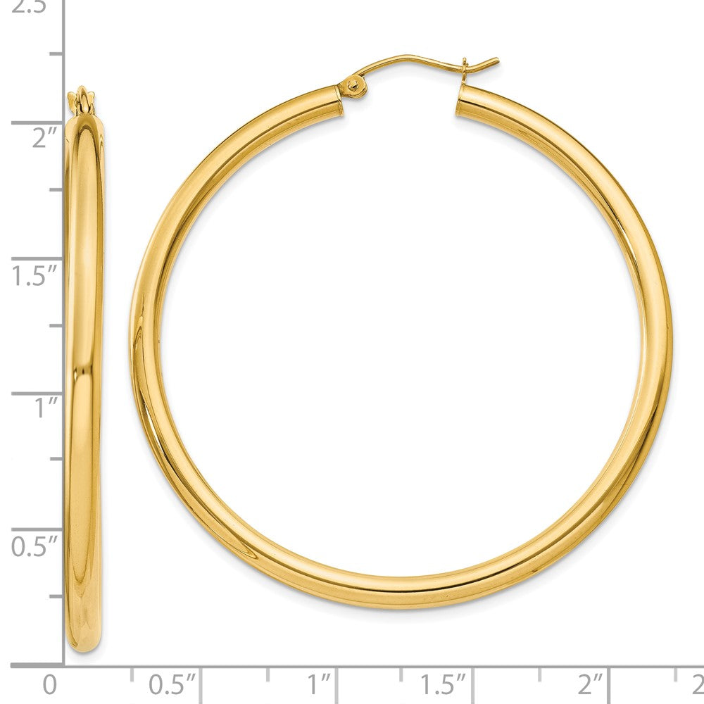 10k Yellow Gold 3 mm Lightweight Tube Hoop Earrings